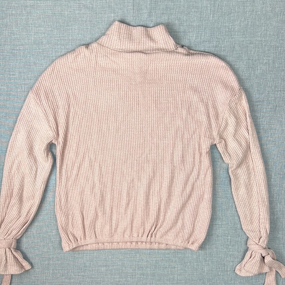 XS L William Rast Pink Thermal Tied Turtleneck Top - Picture 5 of 5